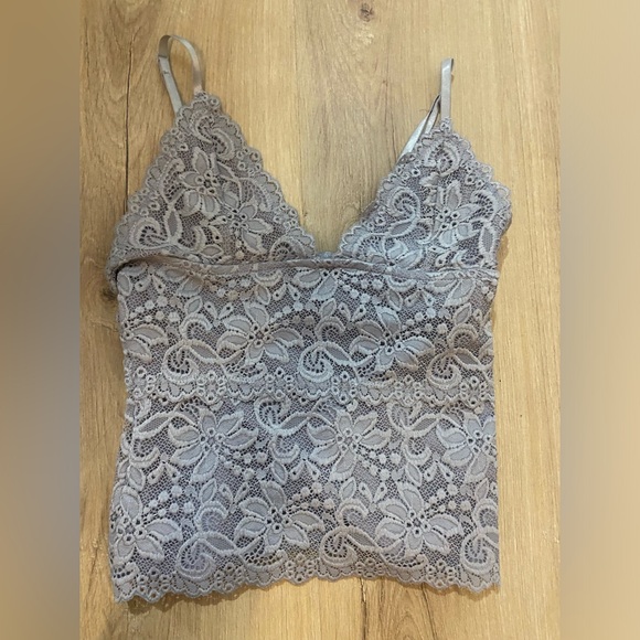 Gray Lace V-Neck Camisole - Picture 1 of 2